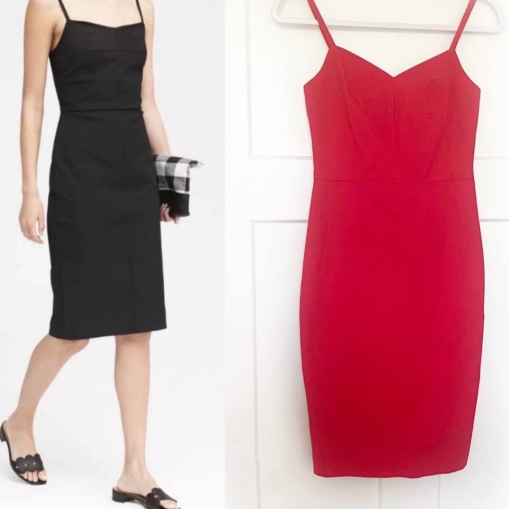 Banana Republic Red Sweetheart Cut/A-Line Pencil Dress